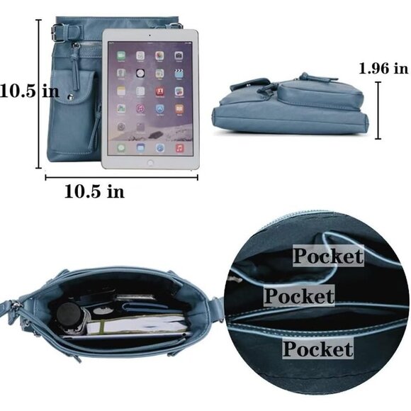 Goth Leather Crossbody Tote Bag for Women Studded Hobo Shoulder Purse Trendy - Picture 3 of 5